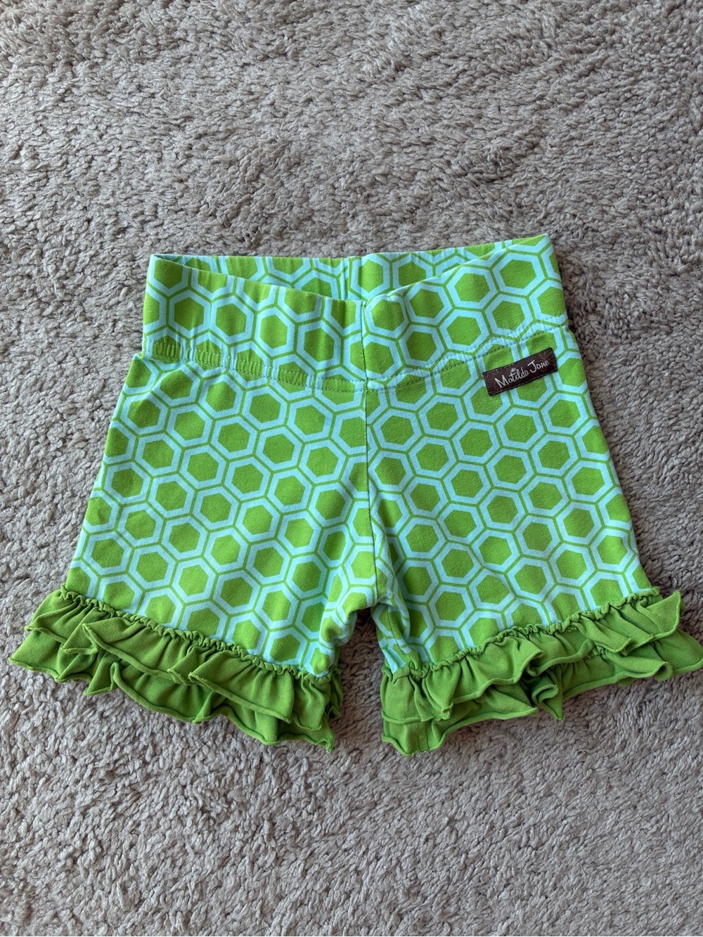 Matilda Jane Lime Green and Aqua Hexagon Ruffle Shorties